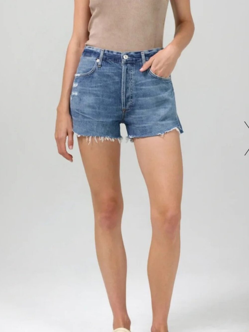 Citizens of Humanity Annabelle High Waist Cut Off Denim Shorts Designer Denim 31